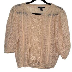 Forever 21 Womens Beige Crochet Lace Top L